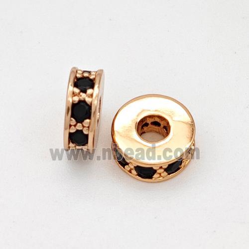 Copper Heishi Spacer Beads Micropave Zirconia Rose Gold