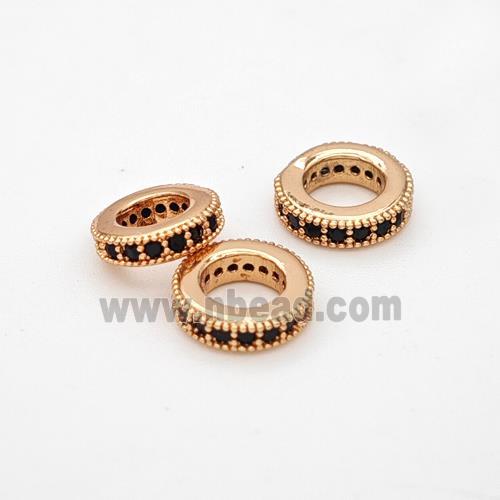 Copper Circle Spacer Beads Micropave Zirconia Large Hole Rose Gold