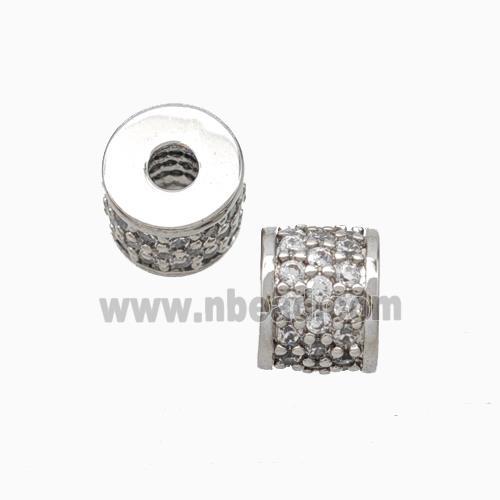 Copper Tube Beads Micropave Zirconia Platinum Plated