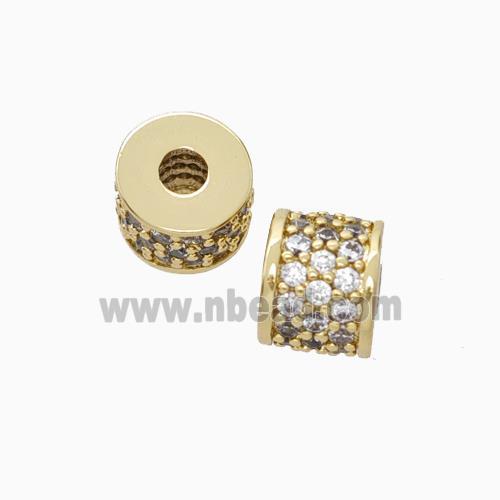 Copper Tube Beads Micropave Zirconia Gold Plated