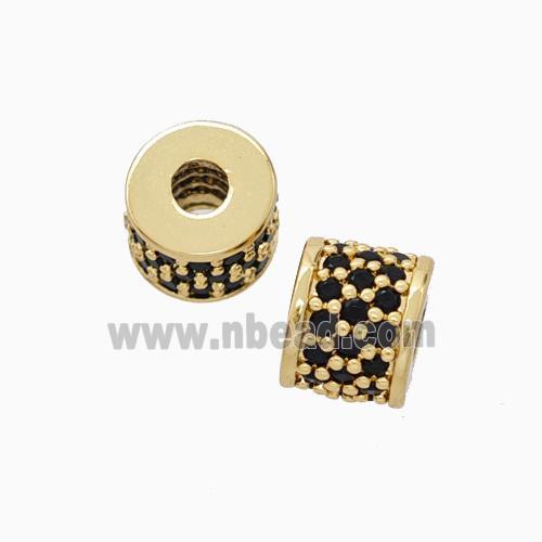 Copper Tube Beads Micropave Zirconia Gold Plated