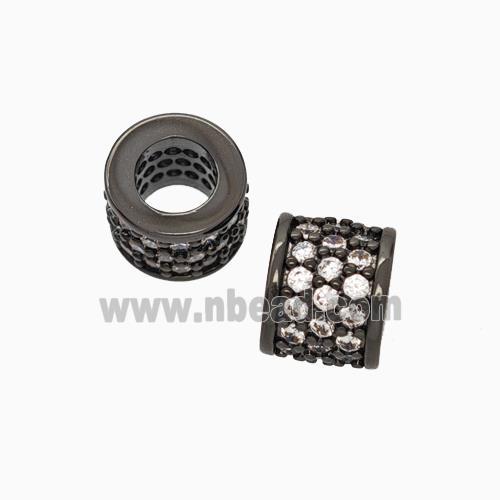 Copper Tube Beads Micropave Zirconia Black Plated