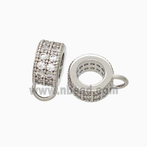 Copper Hanger Bail Micro Pave Zirconia Platinum Plated