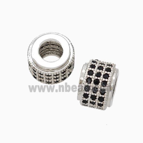 Copper Wheel Beads Pave Zirconia Large Hole Platinum Plated