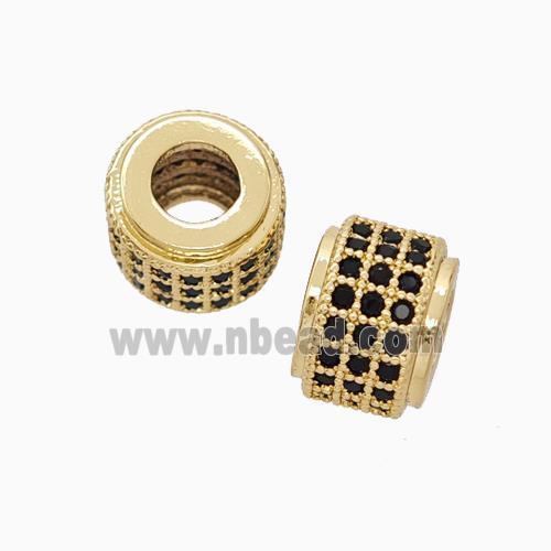 Copper Wheel Beads Pave Zirconia Large Hole Gold Plated