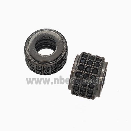 Copper Wheel Beads Pave Zirconia Large Hole Black Plated