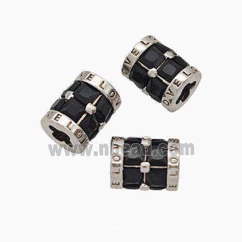 Copper Tube Beads Micropave Zirconia Cross Hole LOVE Platinum Plated