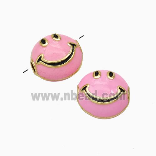 Copper Emoji Beads Pink Eanmel Smileface Gold Plated