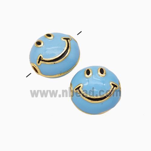 Copper Emoji Beads Blue Eanmel Smileface Gold Plated