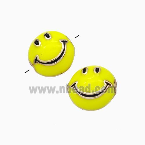 Copper Emoji Beads Yellow Eanmel Smileface Gold Plated