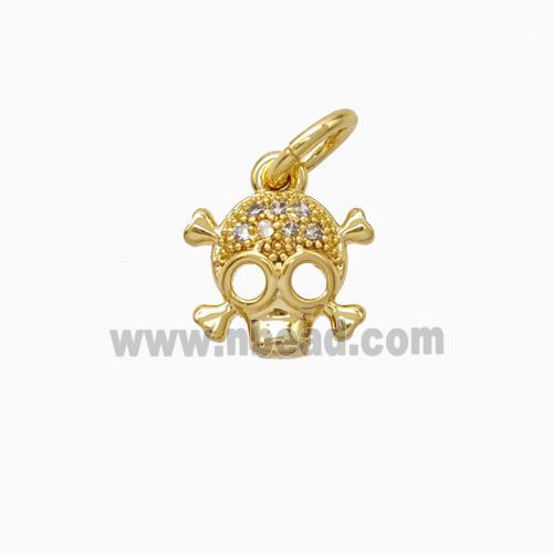 Halloween Skull Charms Copper Pendant Pave Zirconia Gold Plted