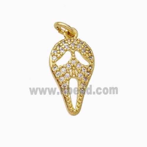 Halloween Mask Charms Copper Pendant Pave Zirconia Gold Plated