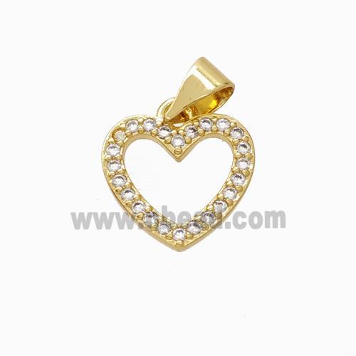 Copper Heart Pendant Micropave Zirconia Gold Plated