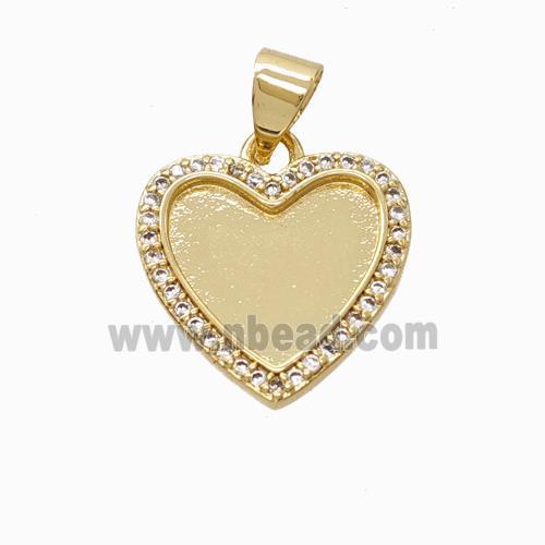 Copper Heart Pendant Micropave Zirconia Gold Plated