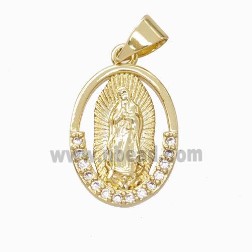 Jesus Charms Copper Pendant Pave Zirconia Gold Plated