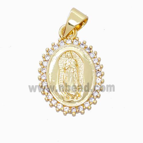 Jesus Charms Copper Pendant Pave Zirconia Gold Plated