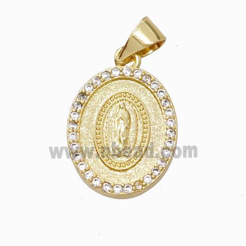 Jesus Charms Copper Pendant Pave Zirconia Gold Plated