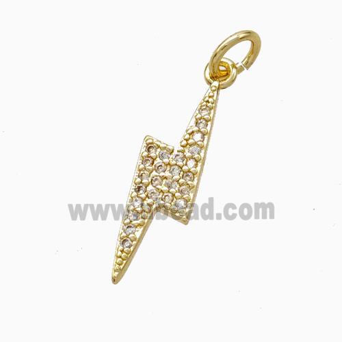 Copper Lightning Pendant Pave Zirconia Gold Plated