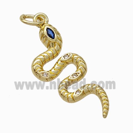 Copper Snake Pendant Pave Zirconia Gold Plated