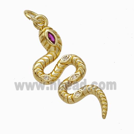 Copper Snake Pendant Pave Zirconia Gold Plated