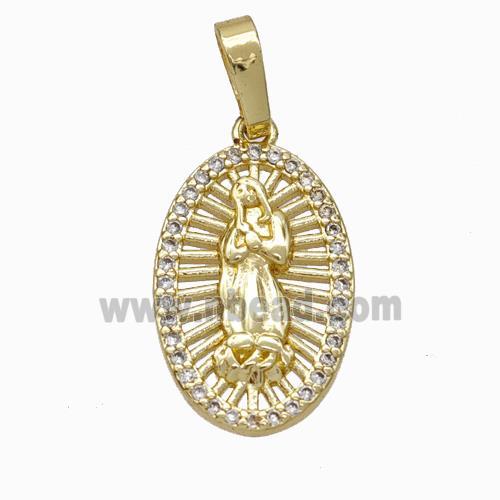 Jesus Charms Copper Pendant Pave Zirconia Gold Plated