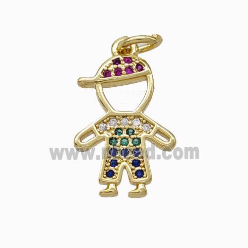 Copper Boy Kids Pendant Pave Zirconia Gold Plated