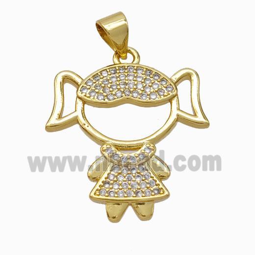 Copper Girl Kids Pendant Pave Zirconia Gold Plated