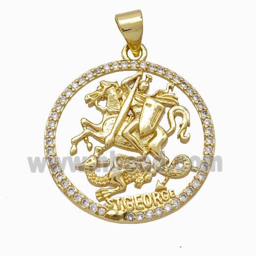 Copper Stgeorge Pendant Pave Zirconia Gold Plated