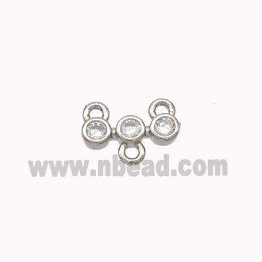 Copper Connector Pave Zirconia Platinum Plated