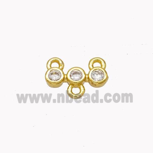 Copper Connector Pave Zirconia Gold Plated