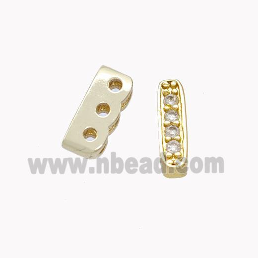 Copper Bead Pave Zirconia 4holes Gold Plated