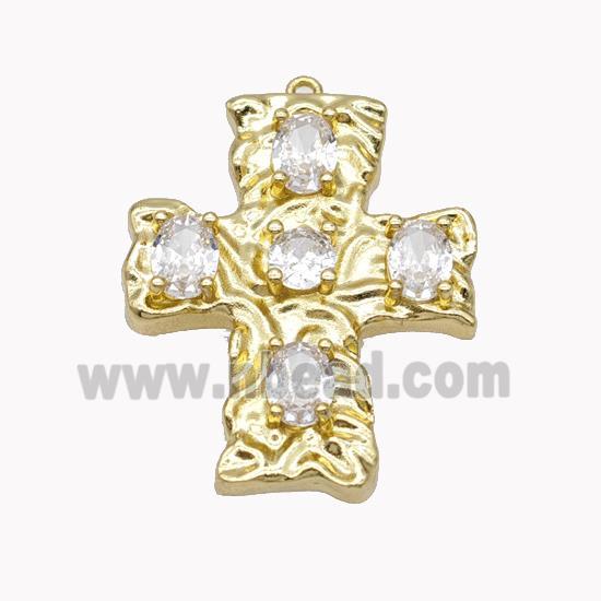 Copper Cross Pendant Pave Zirconia Gold Plated