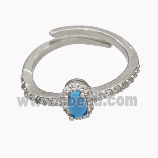 Copper Rings Micropave Zirconia Adjustable Platinum Plated