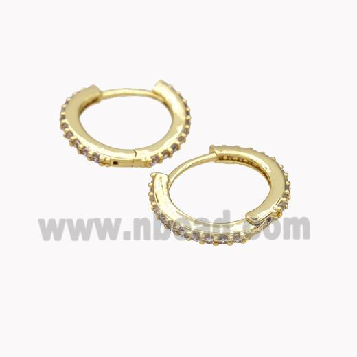 Copper Hoop Earrings Pave Zirconia Gold Plated