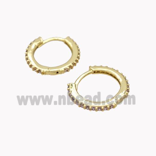 Copper Hoop Earrings Pave Zirconia Gold Plated