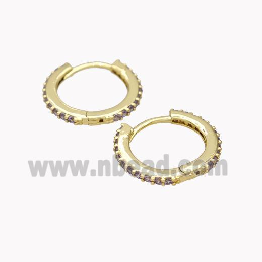 Copper Hoop Earrings Pave Zirconia Gold Plated