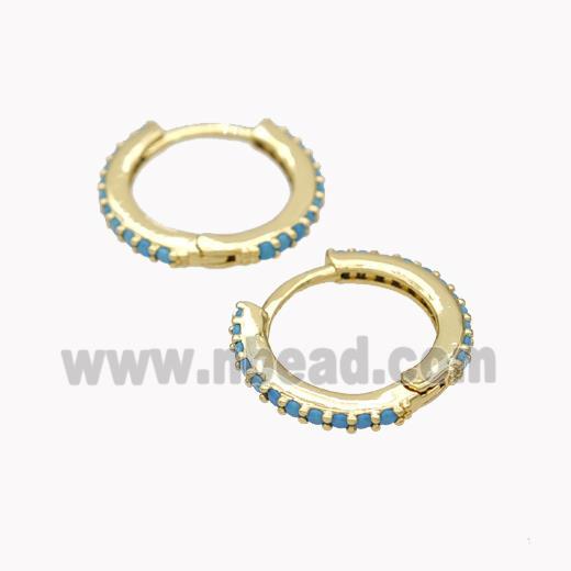 Copper Hoop Earrings Pave Zirconia Gold Plated