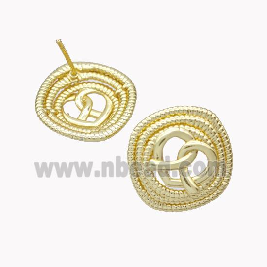 Enamel Heart Stud Earrings Spiral Gold Plated