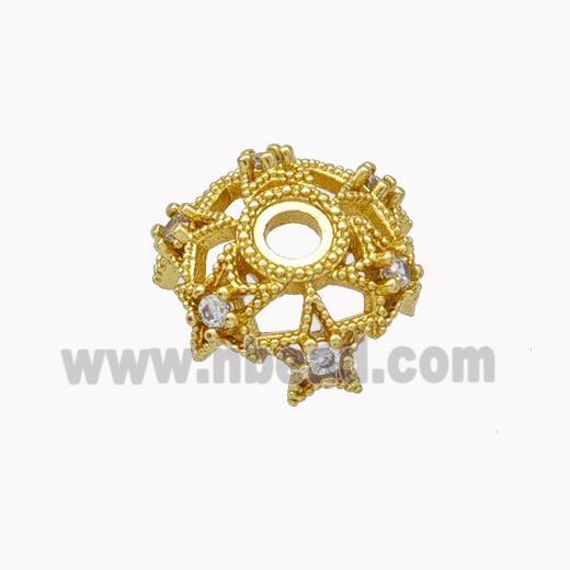 Copper Beadcaps Micropave Zirconia Gold Plated