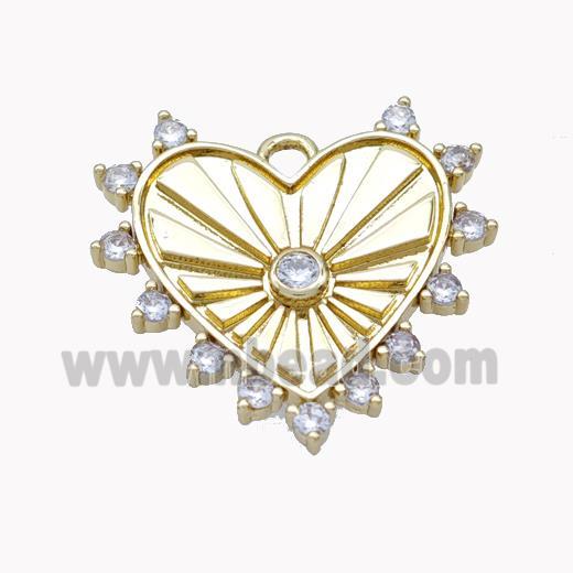 Copper Heart Pendant Micropave Zirconia Gold Plated