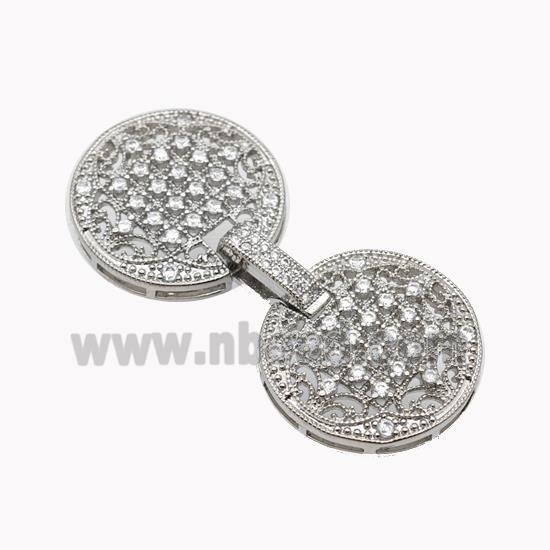 Copper Clasp Pave Zirconia Flower Platinum Plated