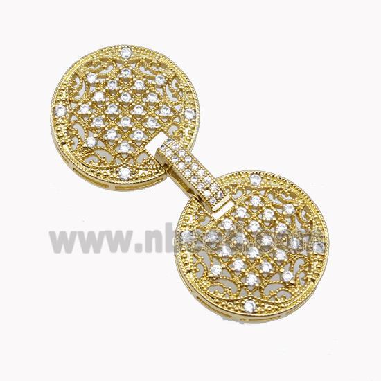 Copper Clasp Pave Zirconia Flower Gold Plated