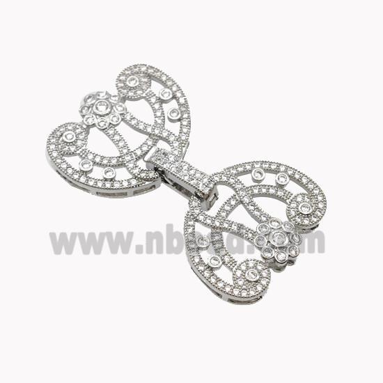 Copper Clasp Pave Zirconia Flower Platinum Plated