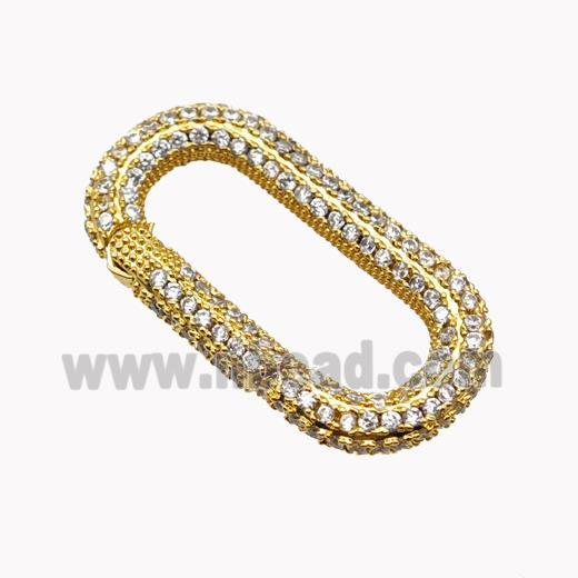 Copper Carabiner Clasp Micropave Zirconia Gold Plated