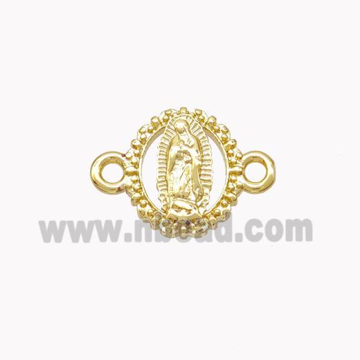 Virgin Mary Charms Copper Connector Gold Plated