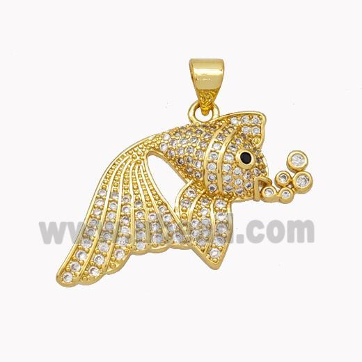 Copper Fish Pendant Pave Zirconia Gold Plated