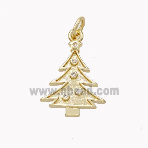 Christmas Tree Charms Copper Pendant Pave Zirconia Gold Plated