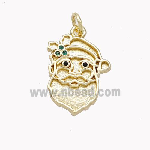 Santa Claus Charms Copper Pendant Pave Zirconia Gold Plated