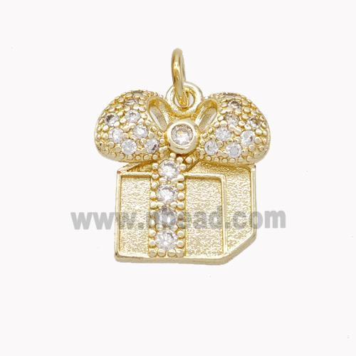 Christmas Gift Charms Copper Pendant Pave Zirconia Gold Plated