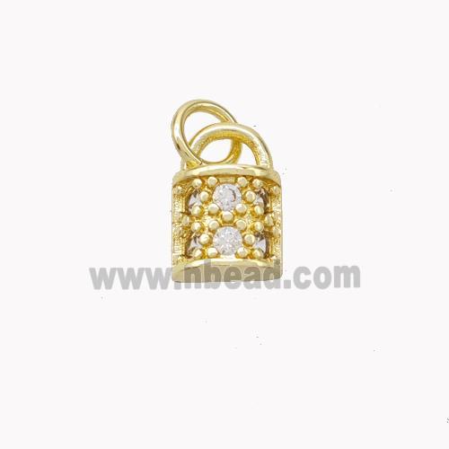 Copper Lock Pendant Pave Zirconia Gold Plated